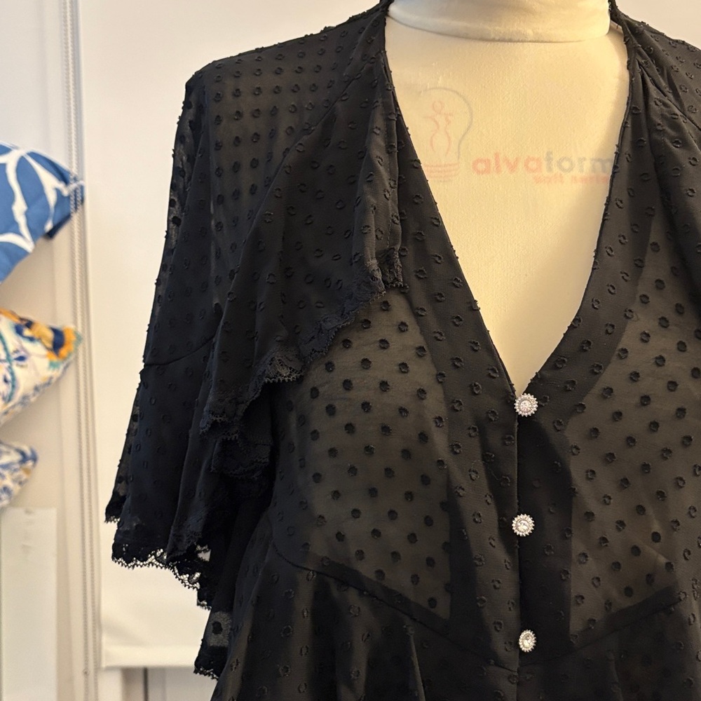Zara Black Sheer Layered Blouse - Picture 5 of 14